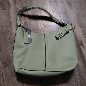 MC Madi Claire Handbag Sage Green Veagn Faux Leather Hobo Shoulder Purse Tote